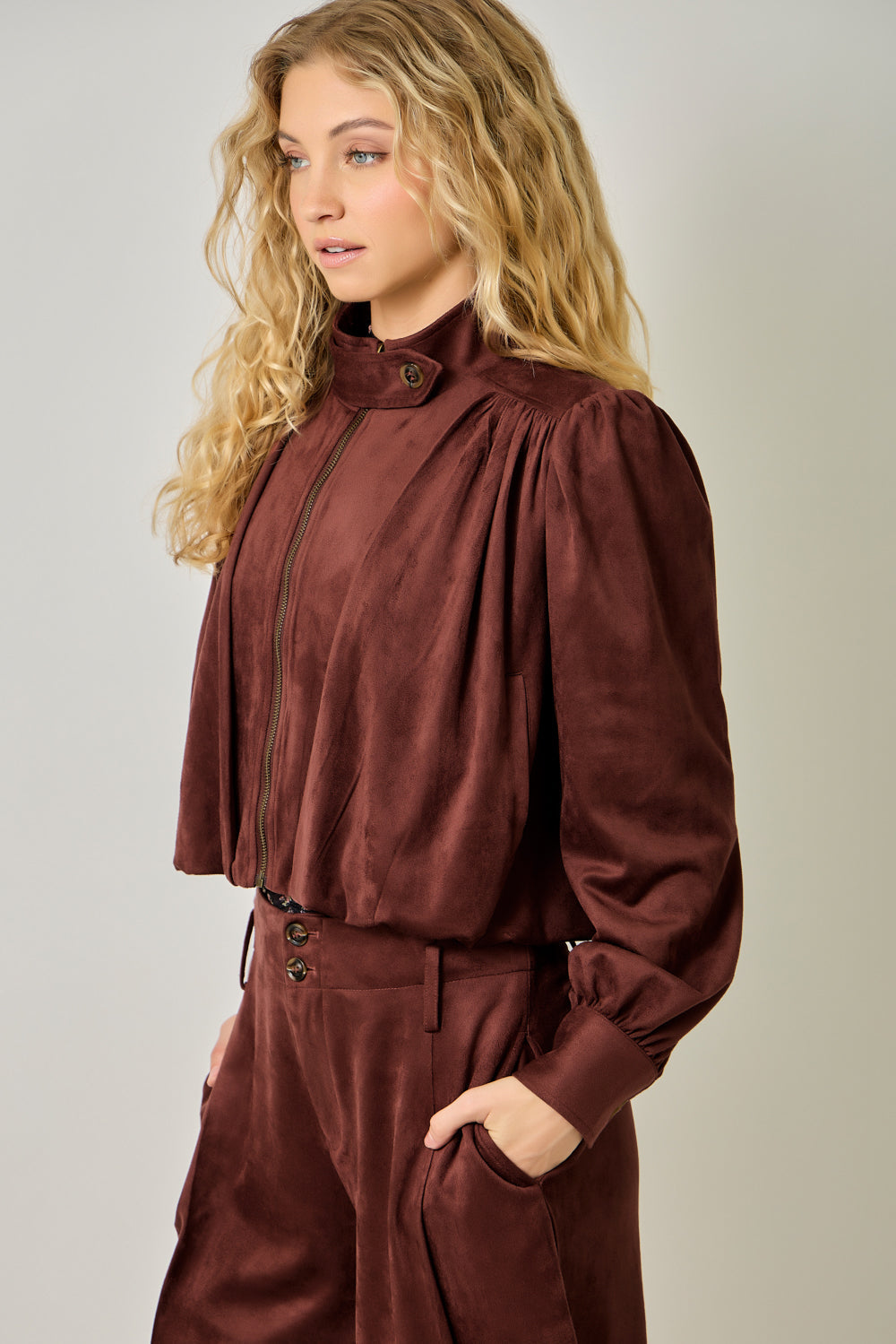 BURGUNDY SUEDE JACKET
