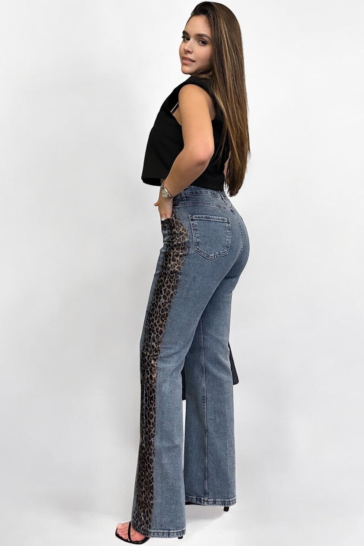 LEOPARD HIGH RISE JEANS