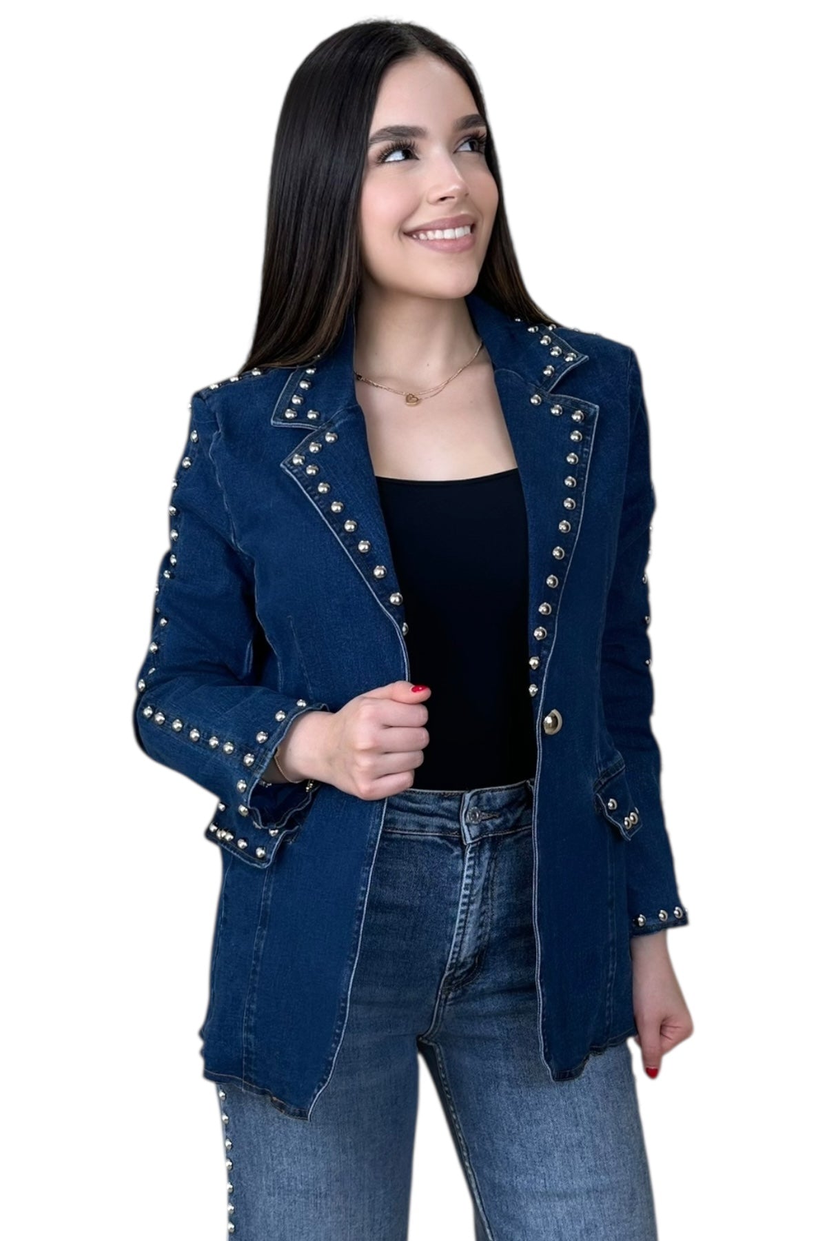 STUDS DENIM BLAZER