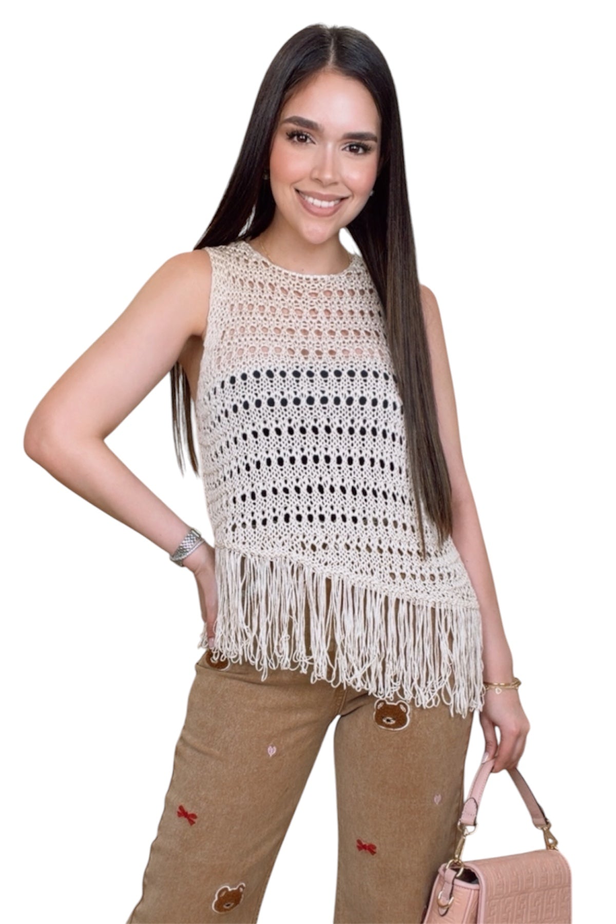 FRINGE ITALIAN TOP - BEIGE