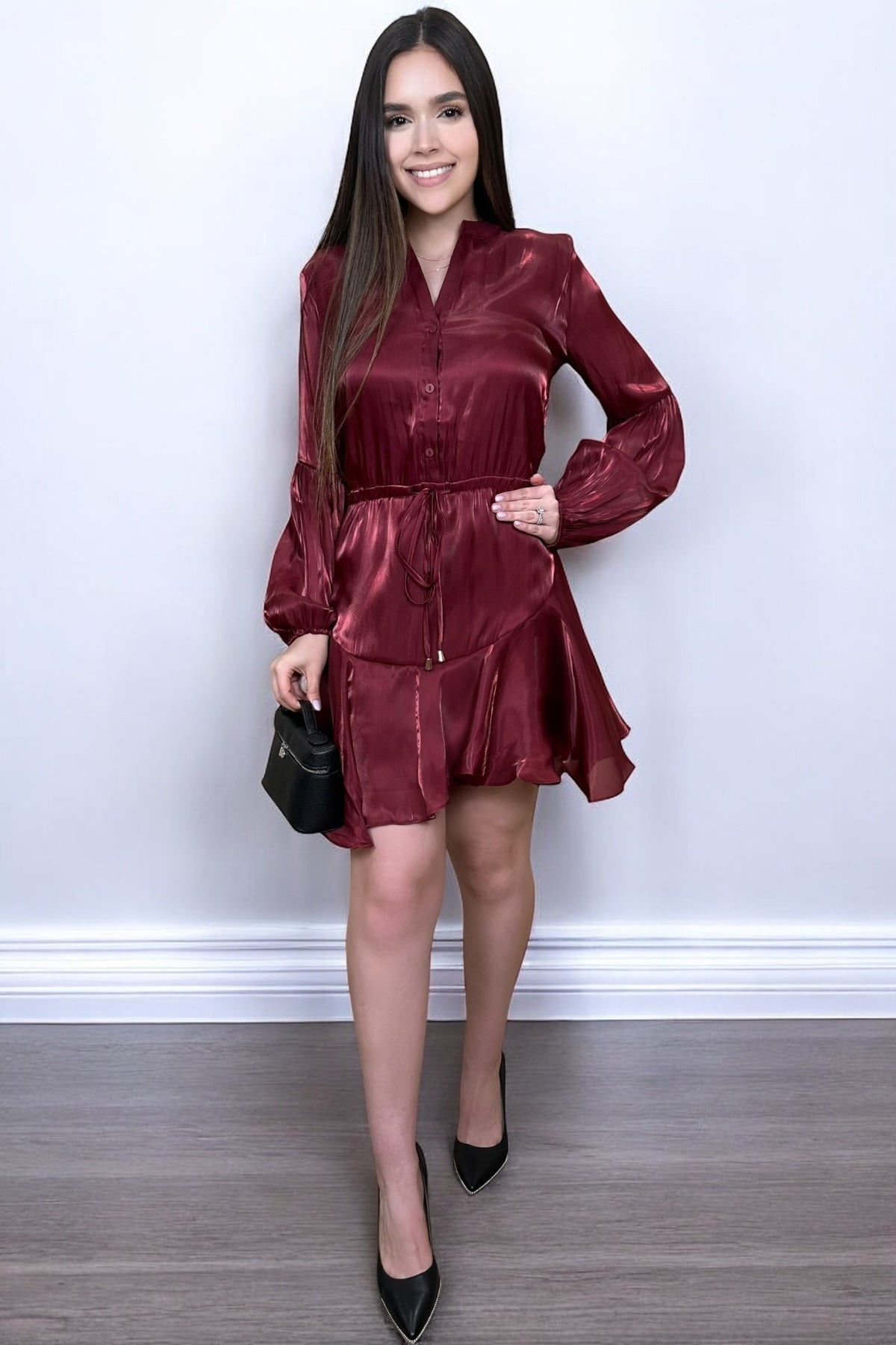 BURGUNDY LUXE DRESS
