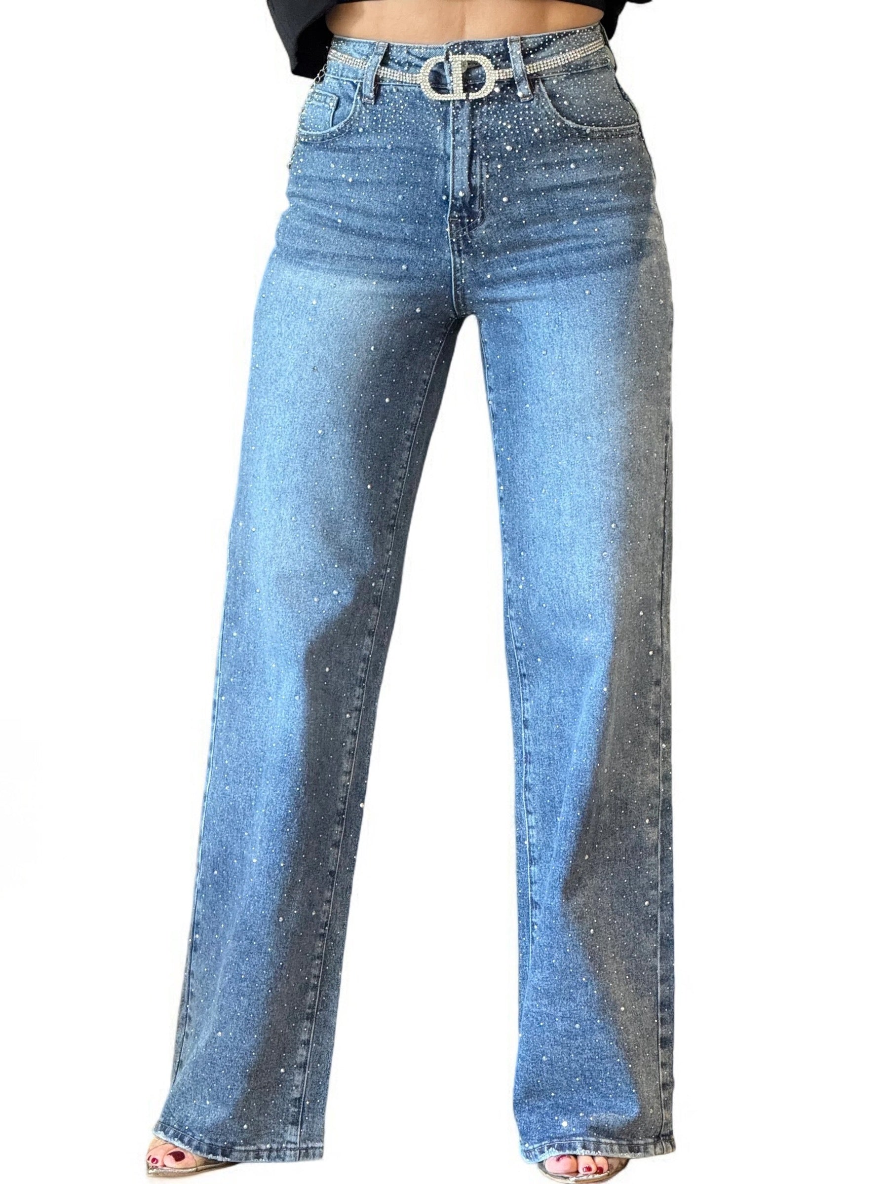 ELEGANT RHINESTONE JEANS