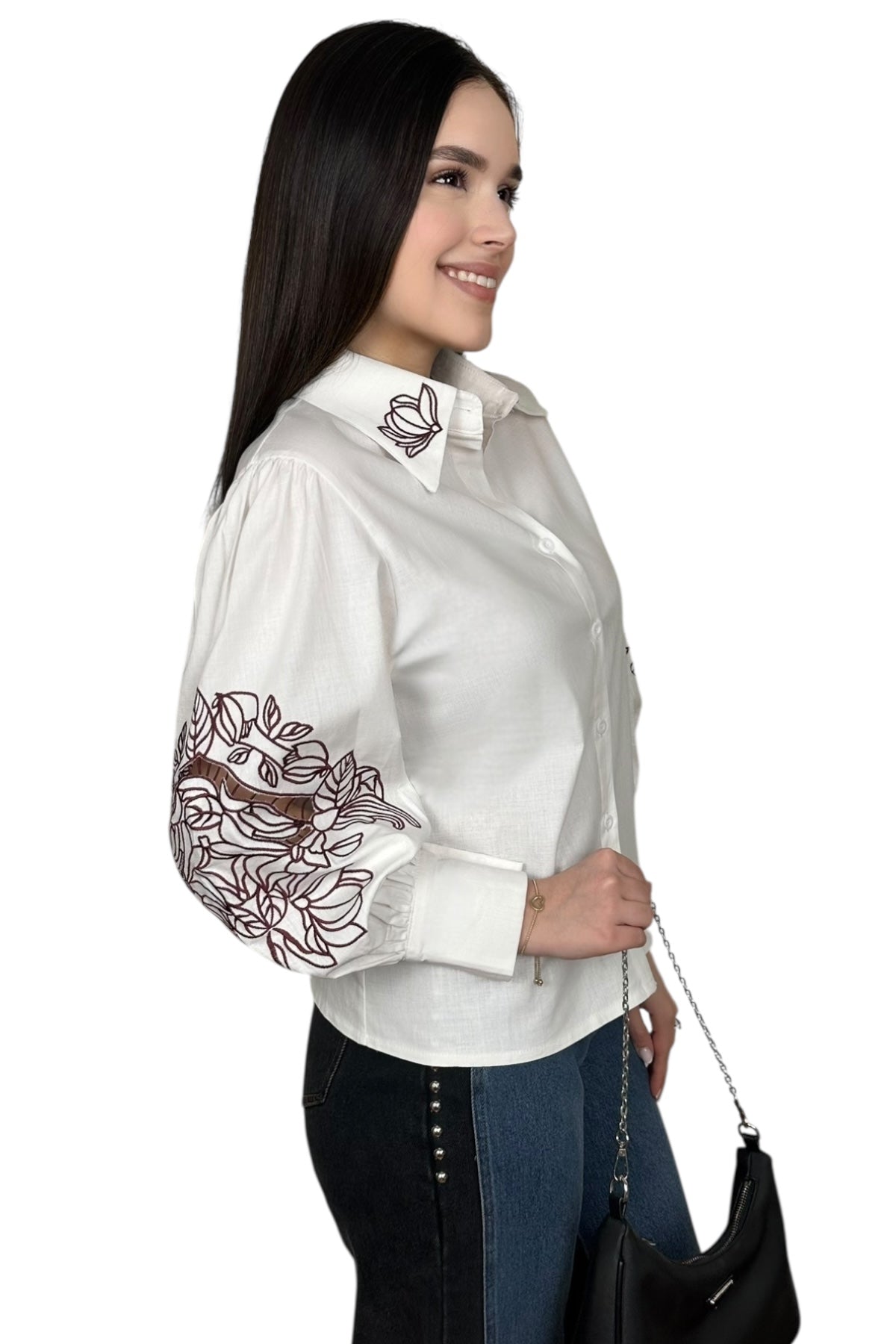 LINEN BLOUSE - BURGUNDY