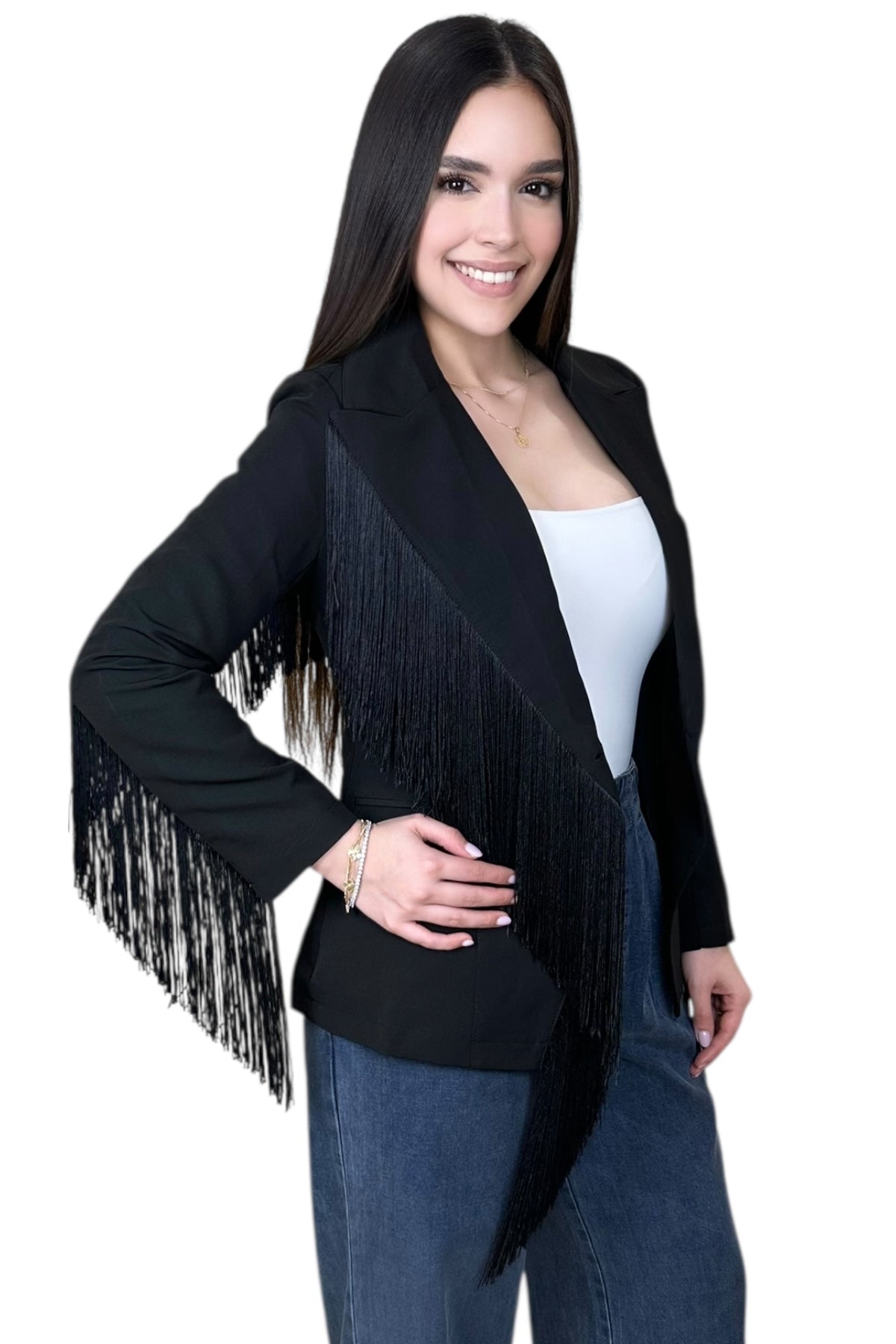 THE FRINGE BLAZER - BLACK