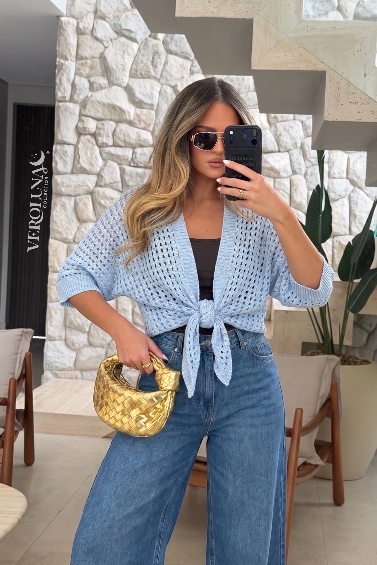 CROCHET ITALIAN TOP - BLUE