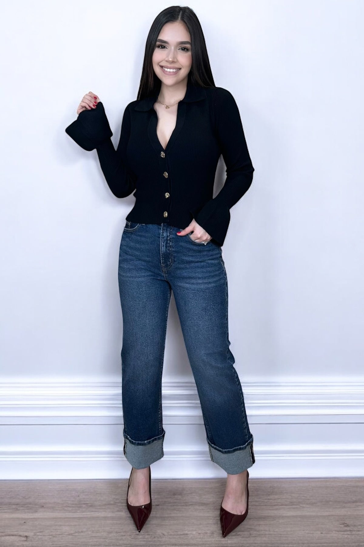 SHARON SWEATER TOP - BLACK
