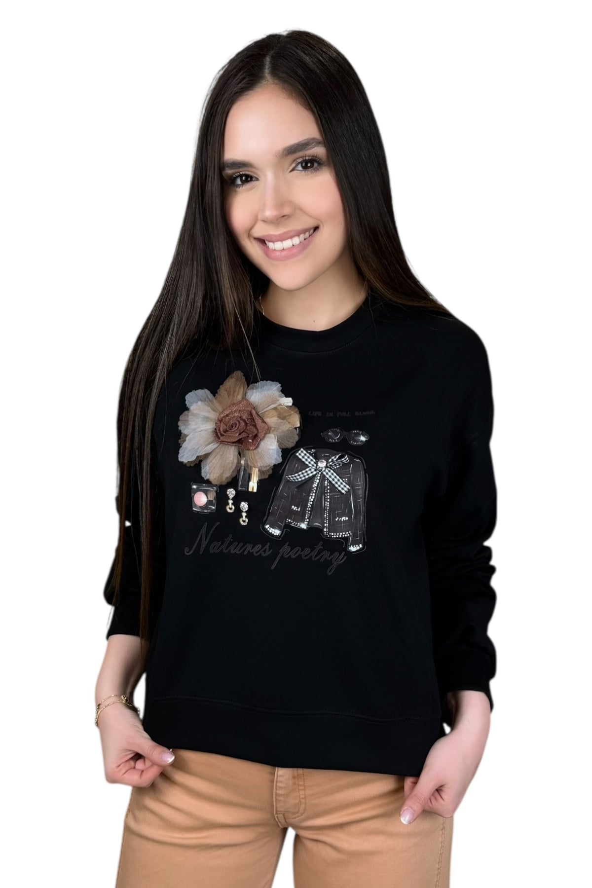 MILANO 3D VINTAGE SWEATER - BLACK