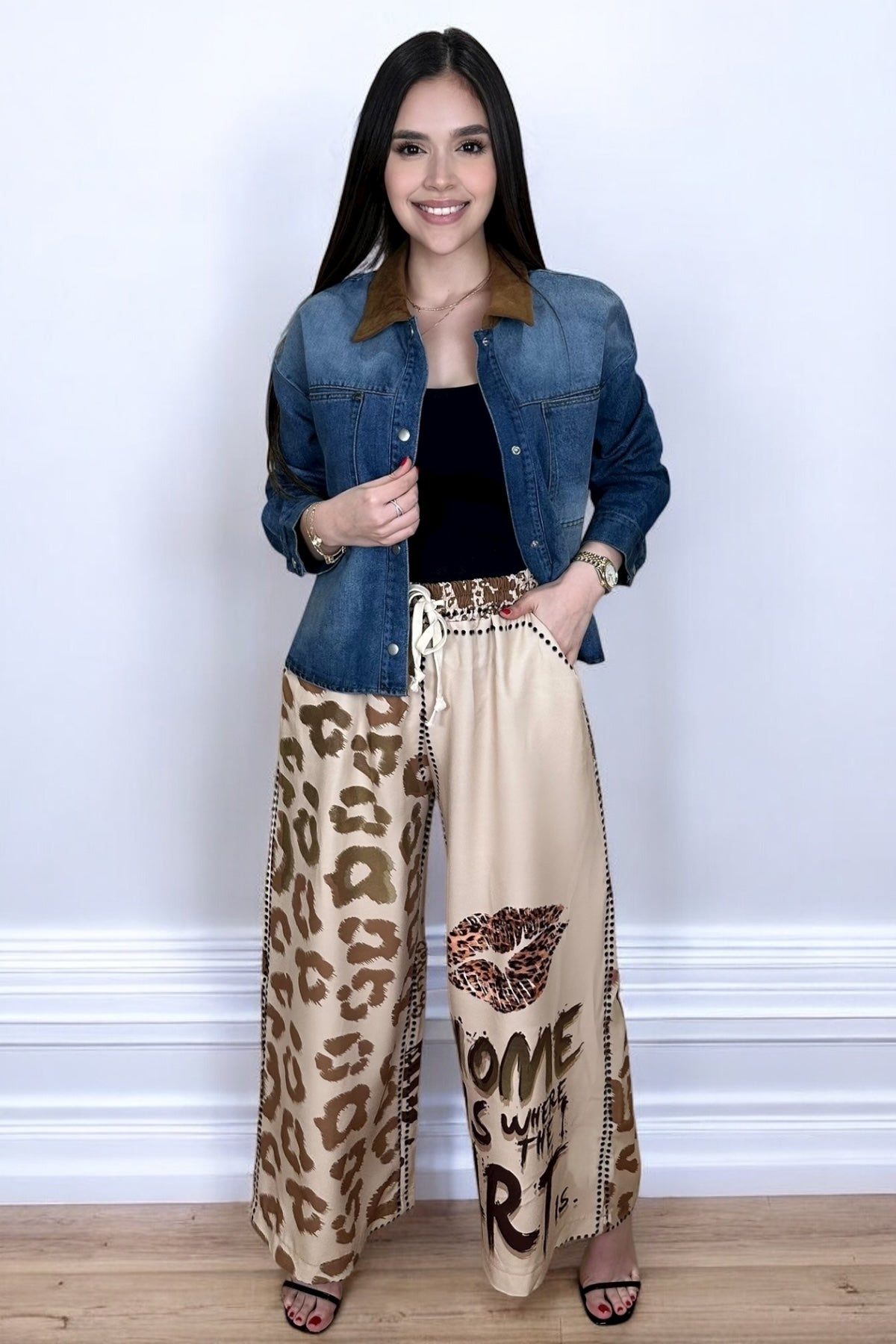 DENIM COLLARED SUEDE JACKET