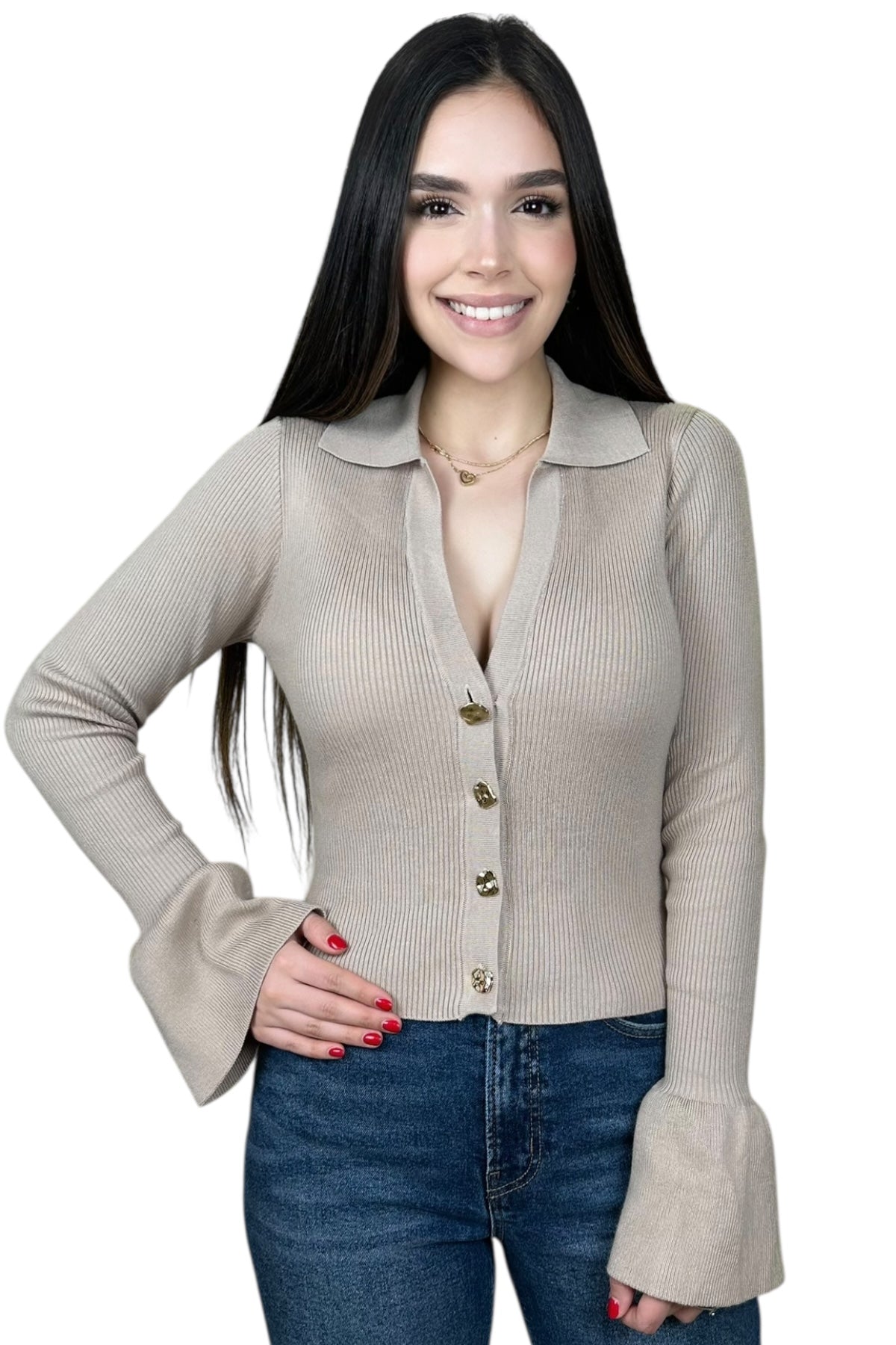 SHARON SWEATER TOP - BEIGE