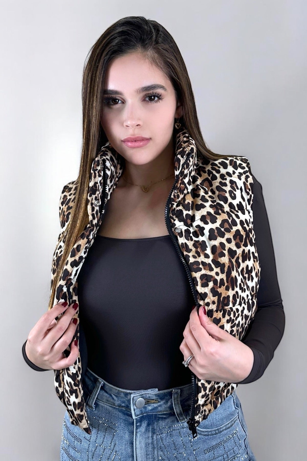 LEOPARD PUFFER VEST