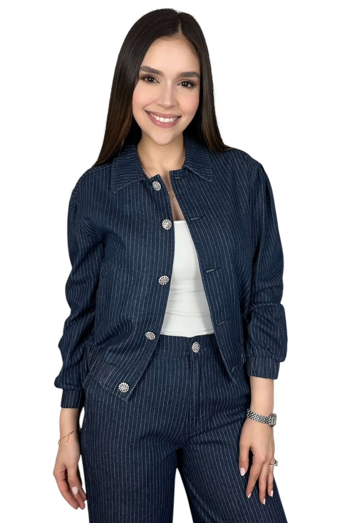 STRIPES DENIM JACKET SET