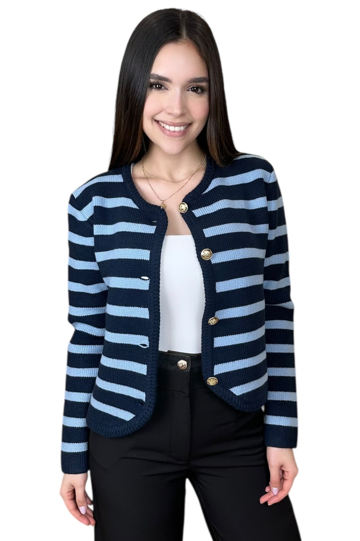 BLUE KNITTED CARDIGAN