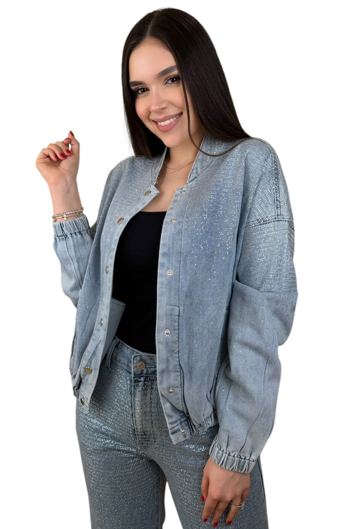 STARLUXE LIGHT DENIM DIAMOND JACKET
