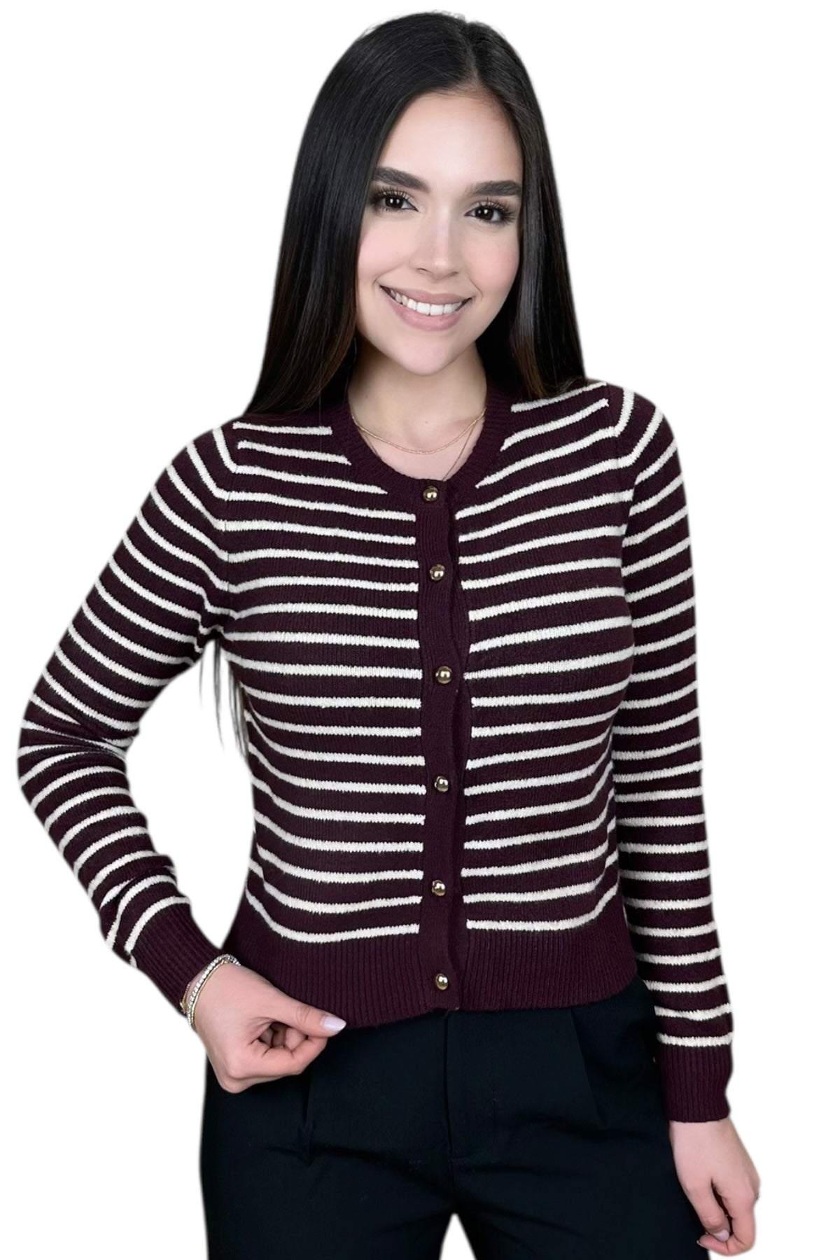 THE BURGUNDY LINES CARDIGAN