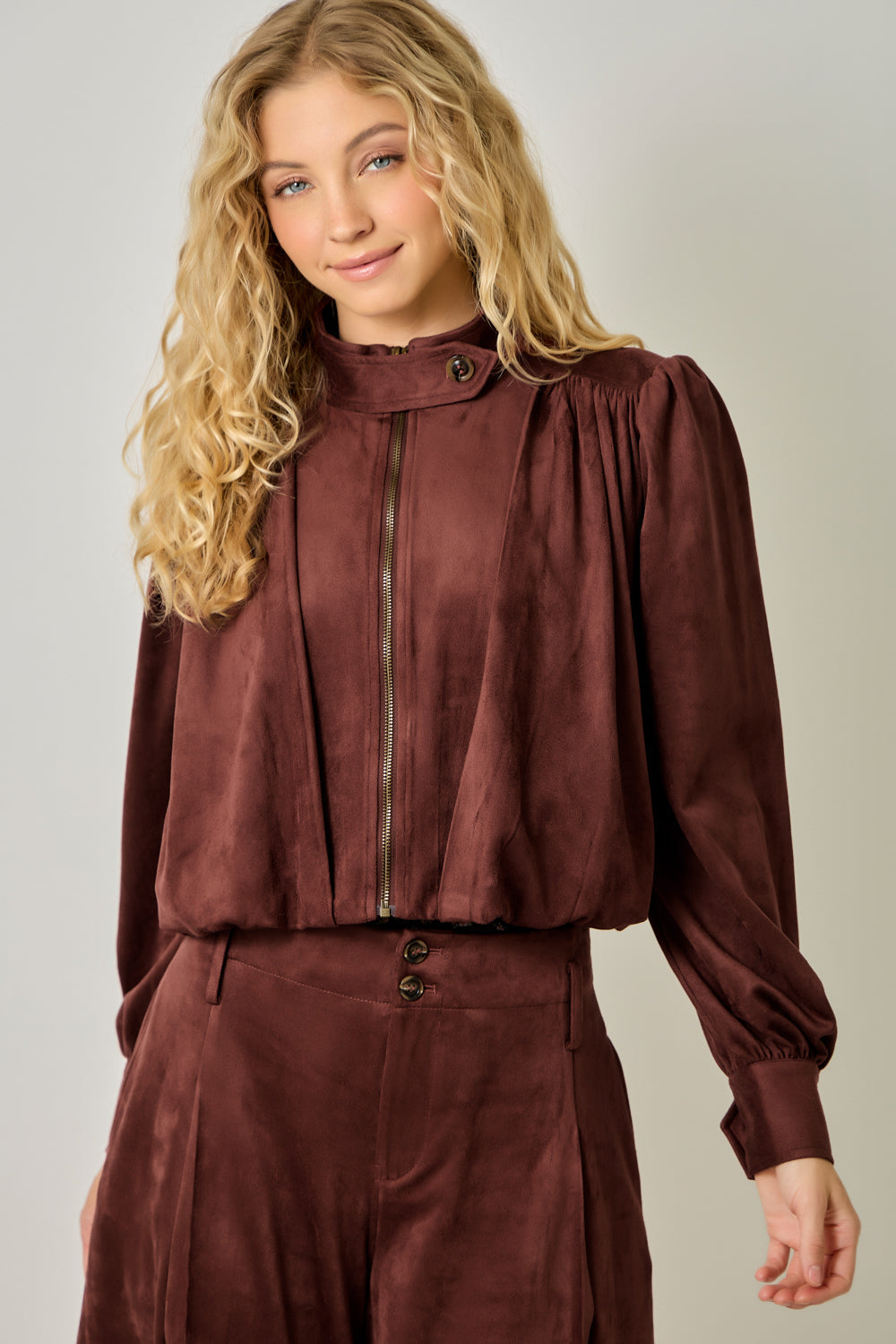 BURGUNDY SUEDE JACKET