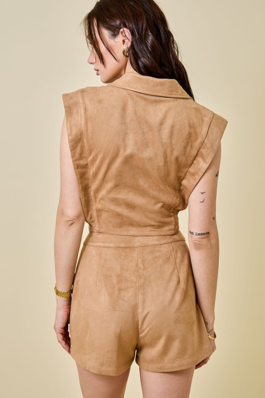FANCY SHORT SET - CAMEL