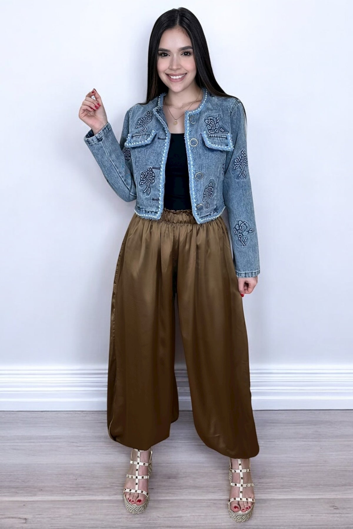 MOCHA BUBBLE SATIN PANT - RESTOCK