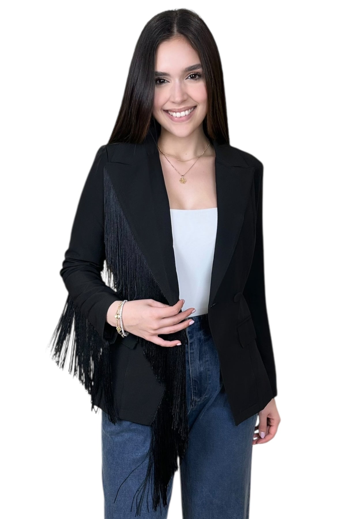 THE FRINGE BLAZER - BLACK