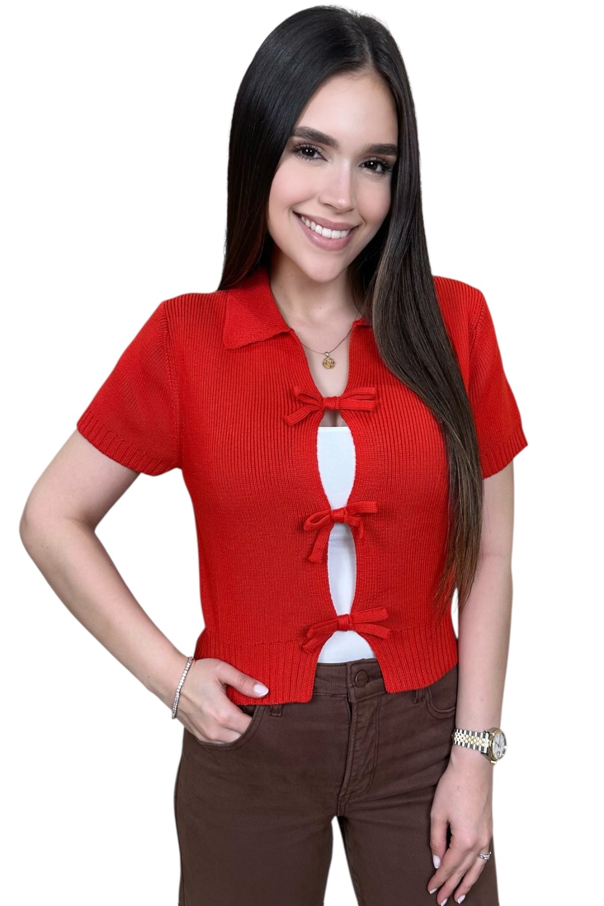 AMORE BOW TOP - RED