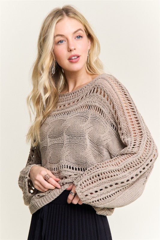 CROCHET SWEATER - KHAKI