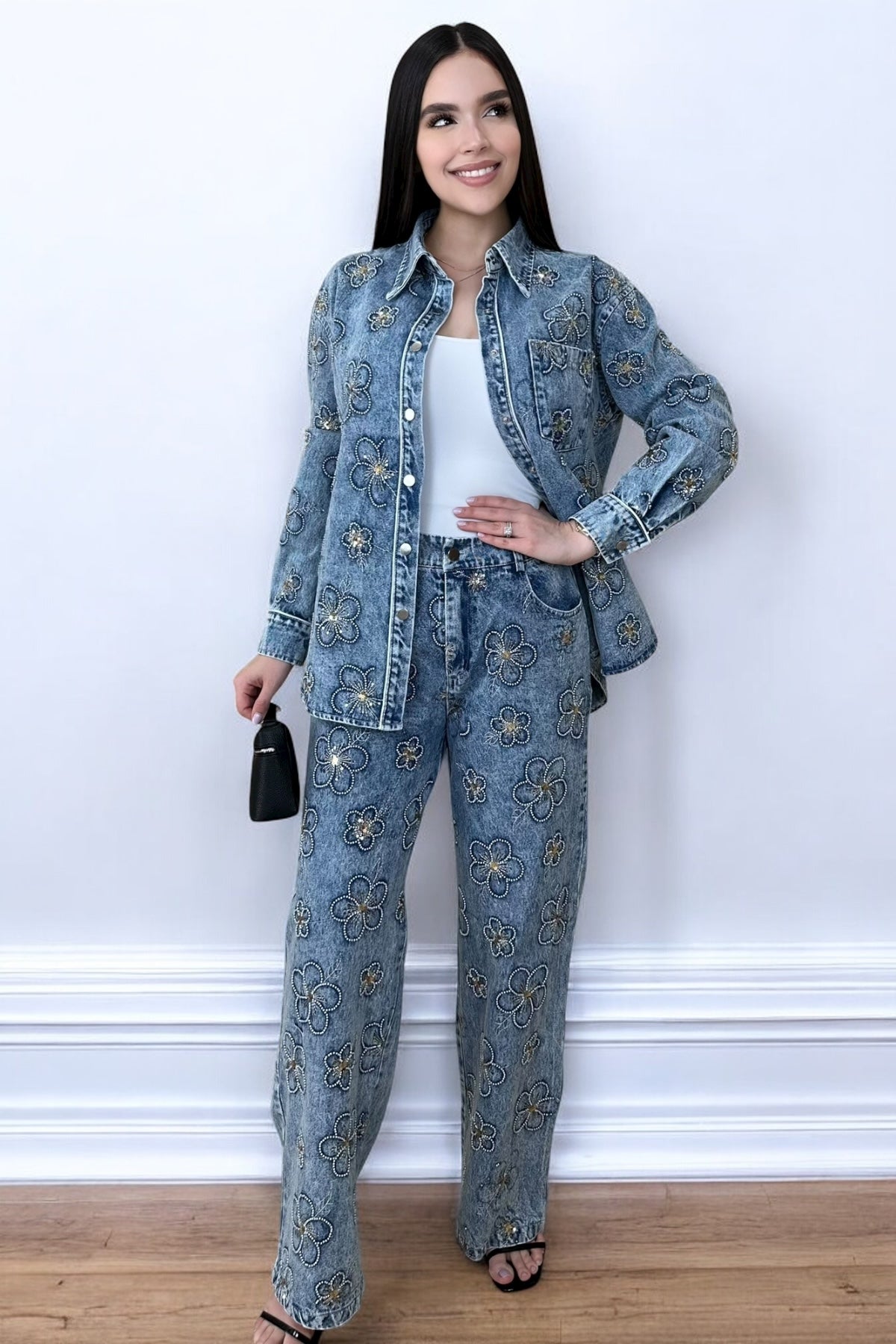 STARLUXE FLOWER DENIM SET - PRE ORDER (3-4 weeks)
