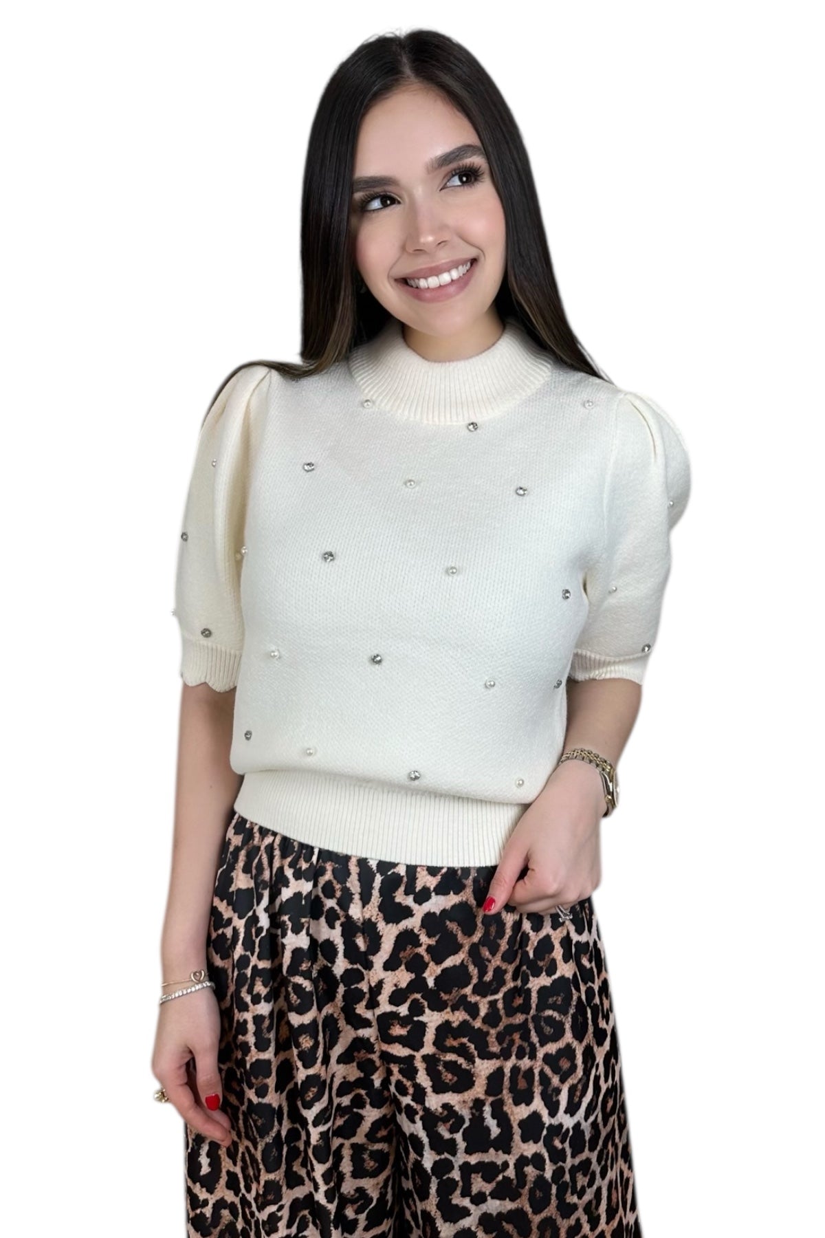 CRYSTAL PEARL SWEATER TOP