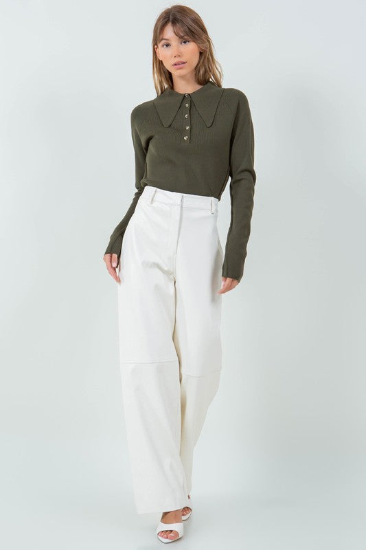 IVORY LEATHER PANT