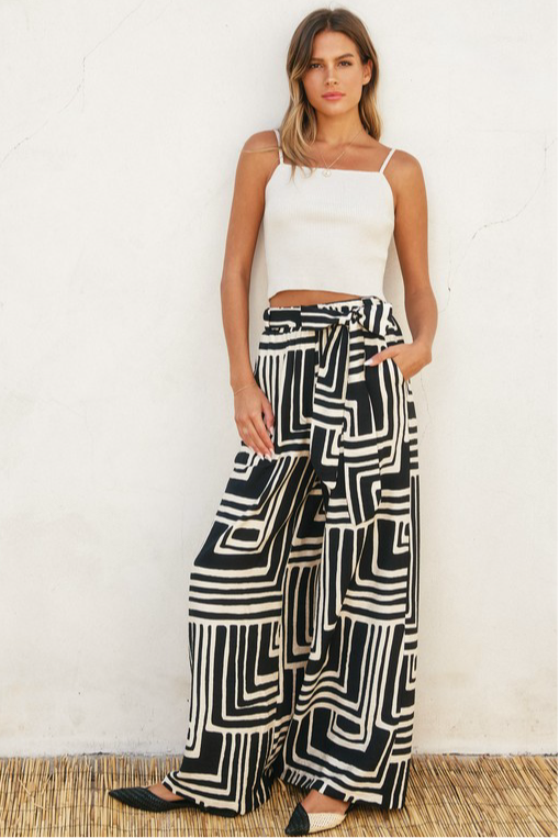 LAUREN PANTS - BLACK & CREAM