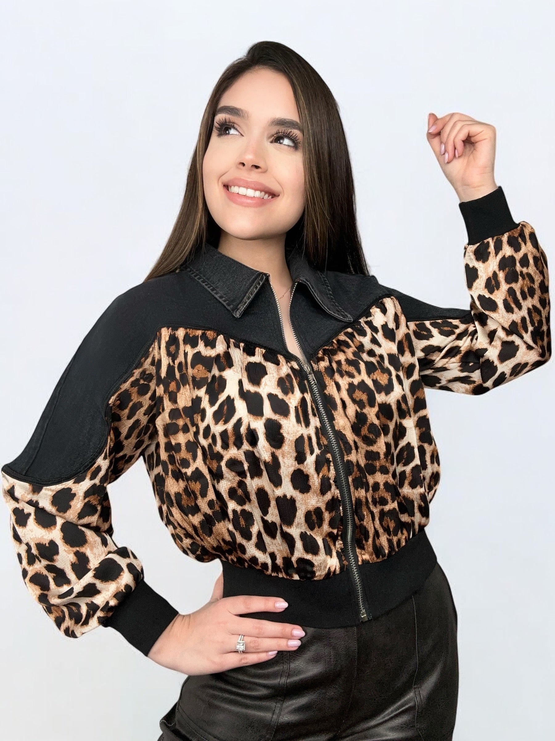 LEOPARD DENIM JACKET