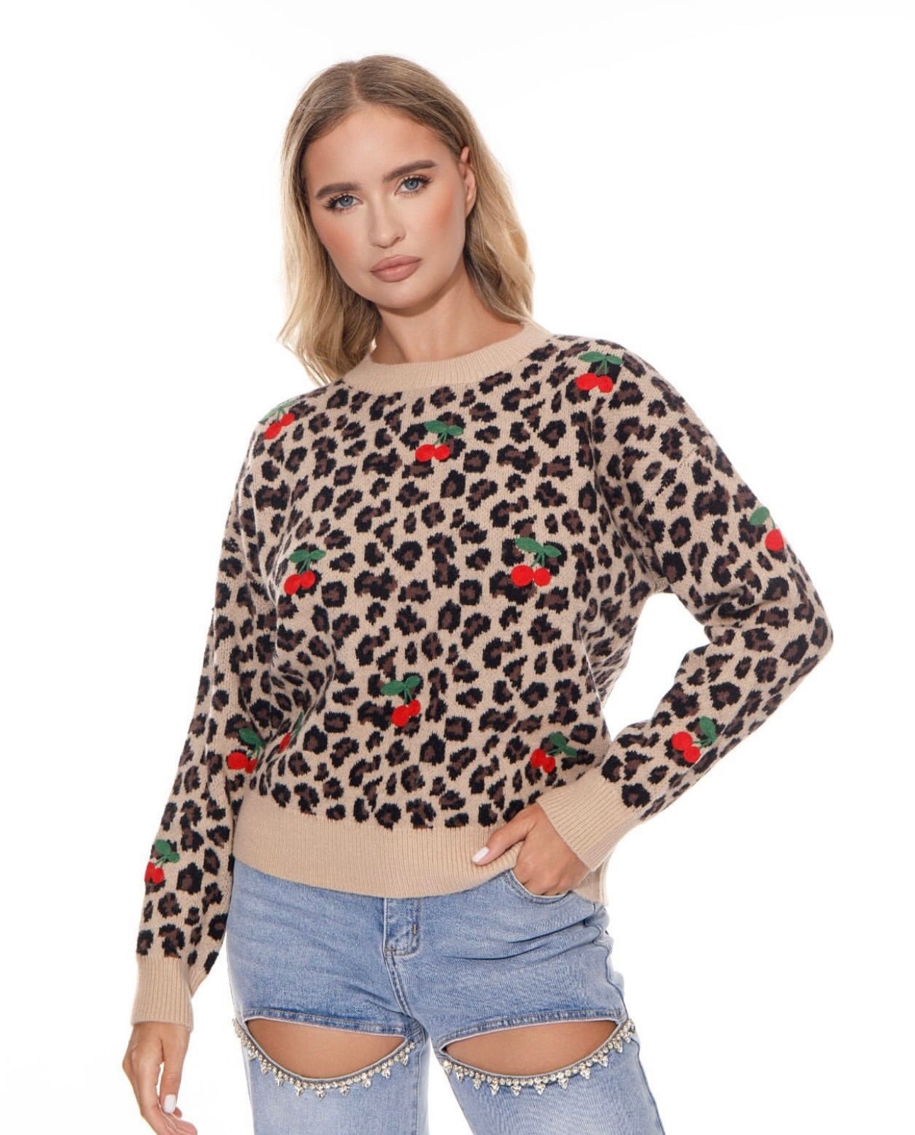 LEOPARD CHERRY SWEATER