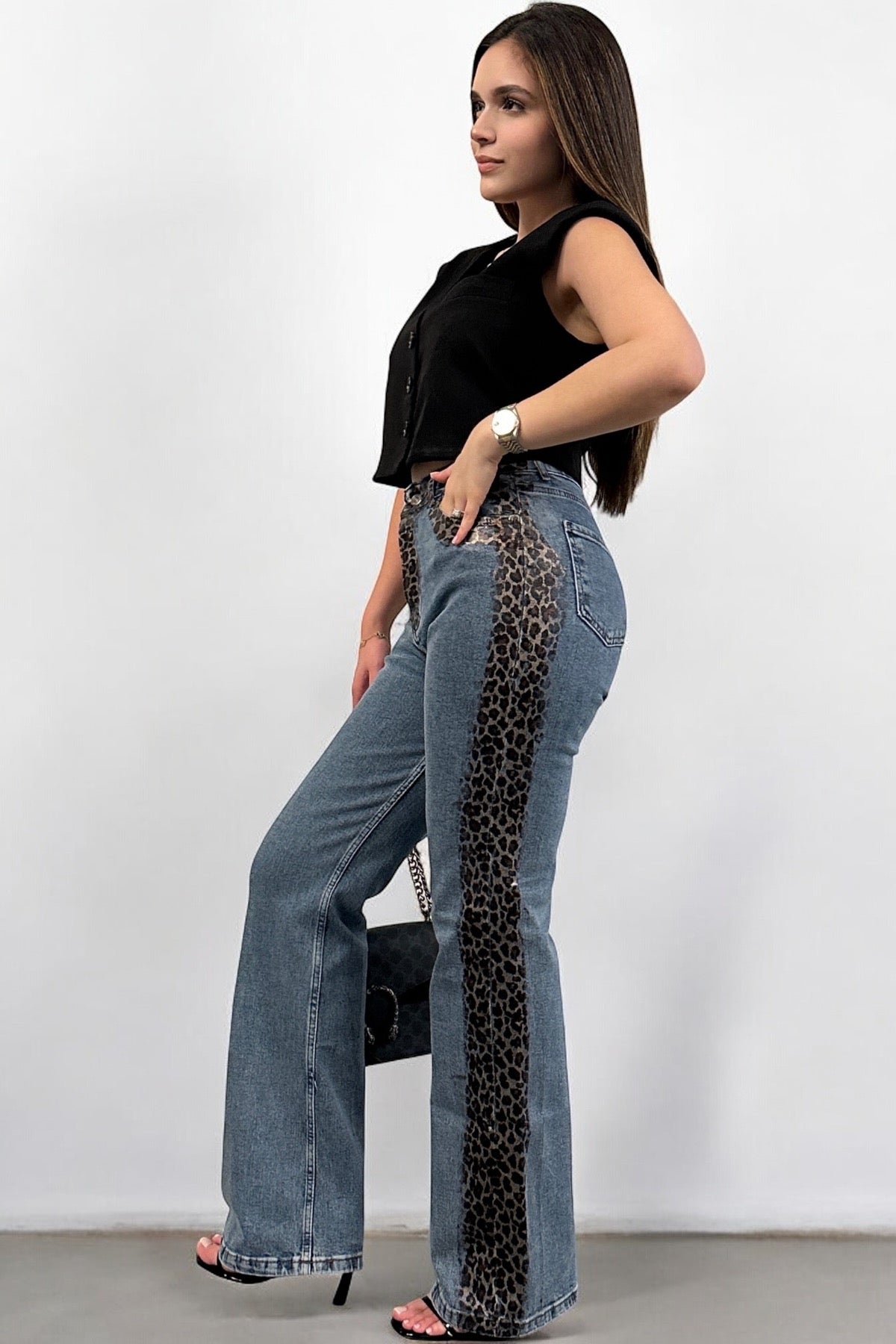 LEOPARD HIGH RISE JEANS 2