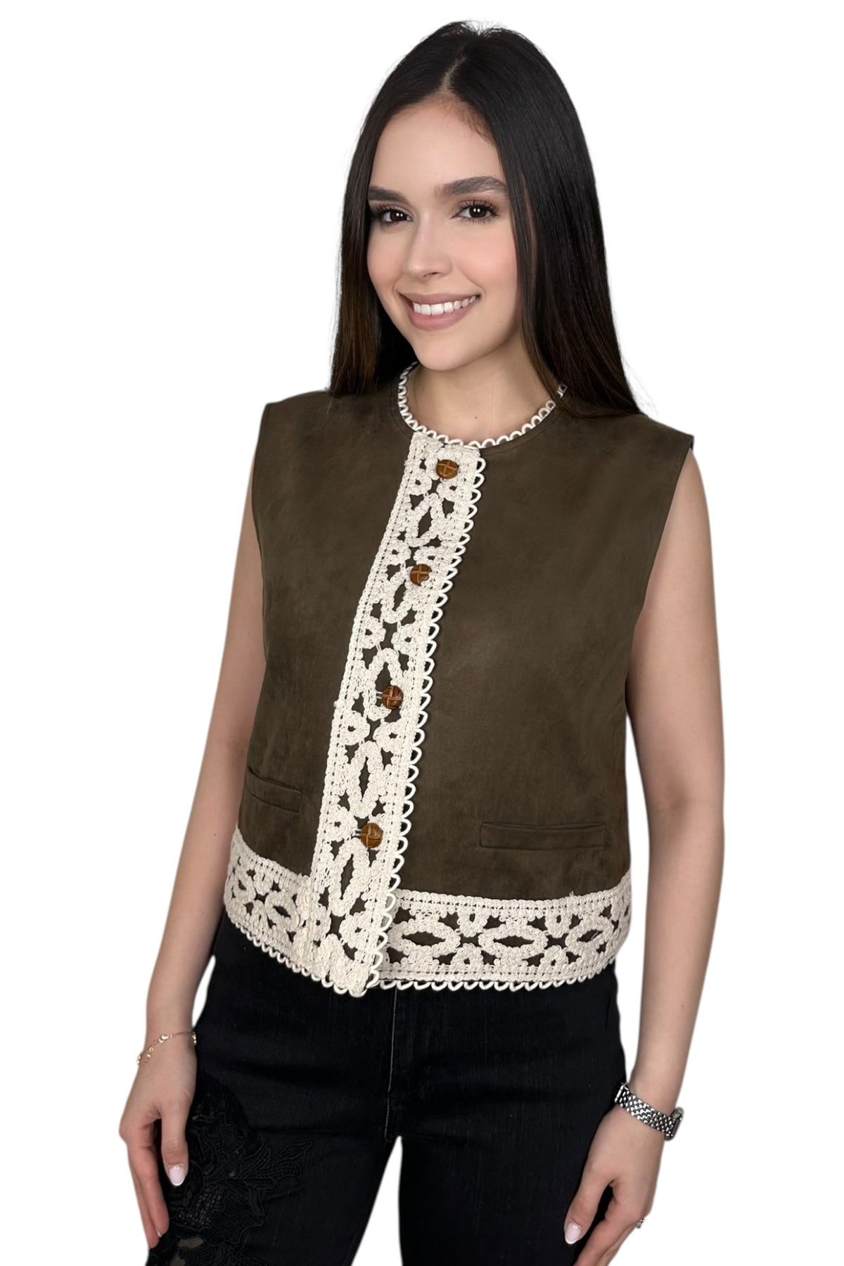 OLIVE CROCHET TOP