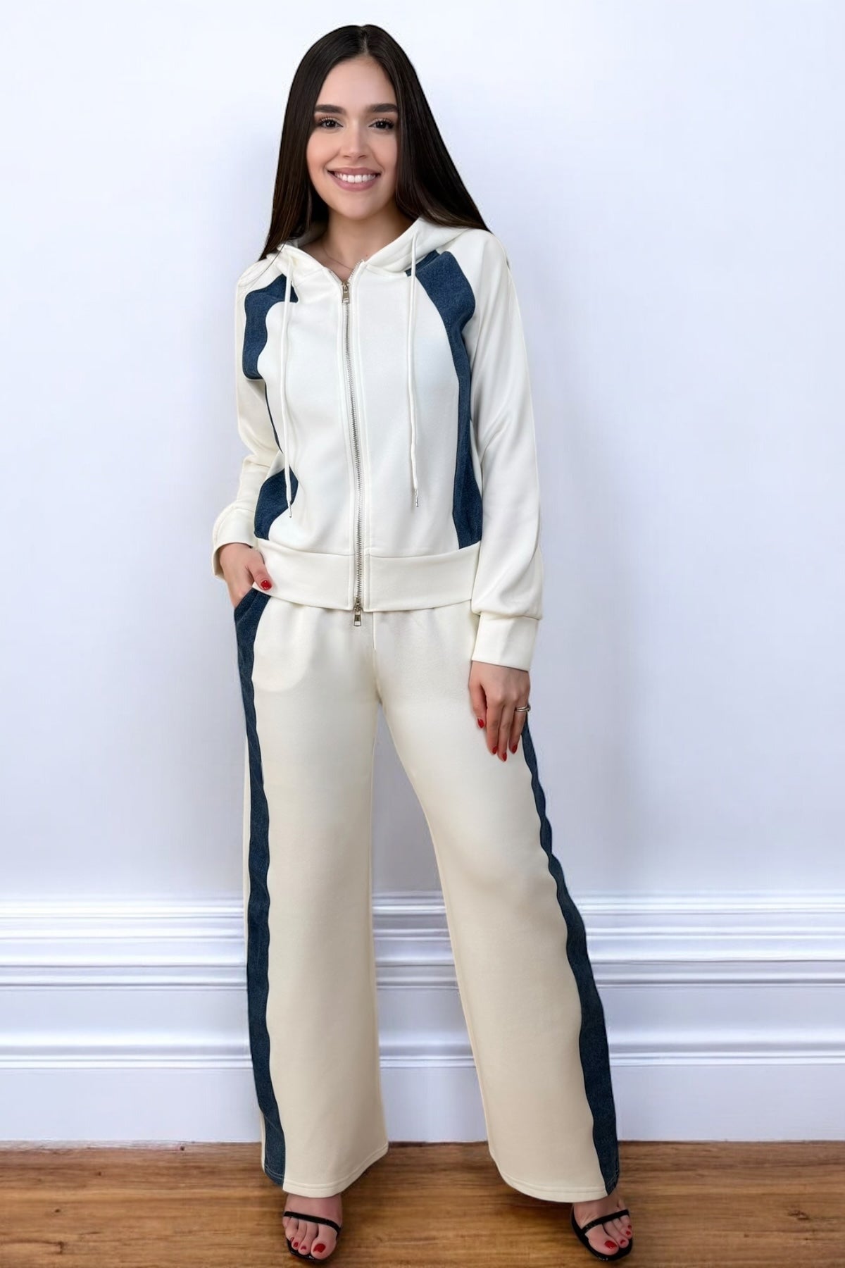 COMFY SET DENIM/WHITE