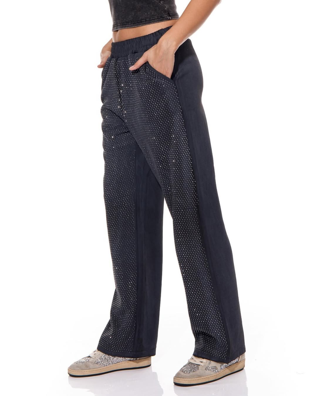 RHINESTONE TRENDY PANTS