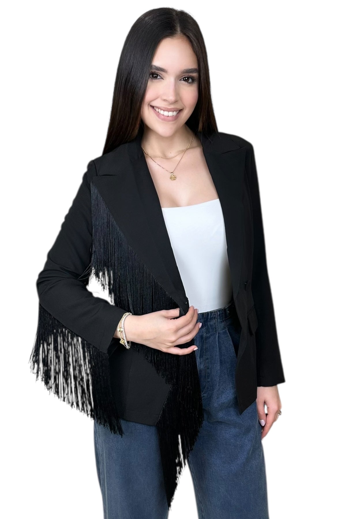 THE FRINGE BLAZER - BLACK
