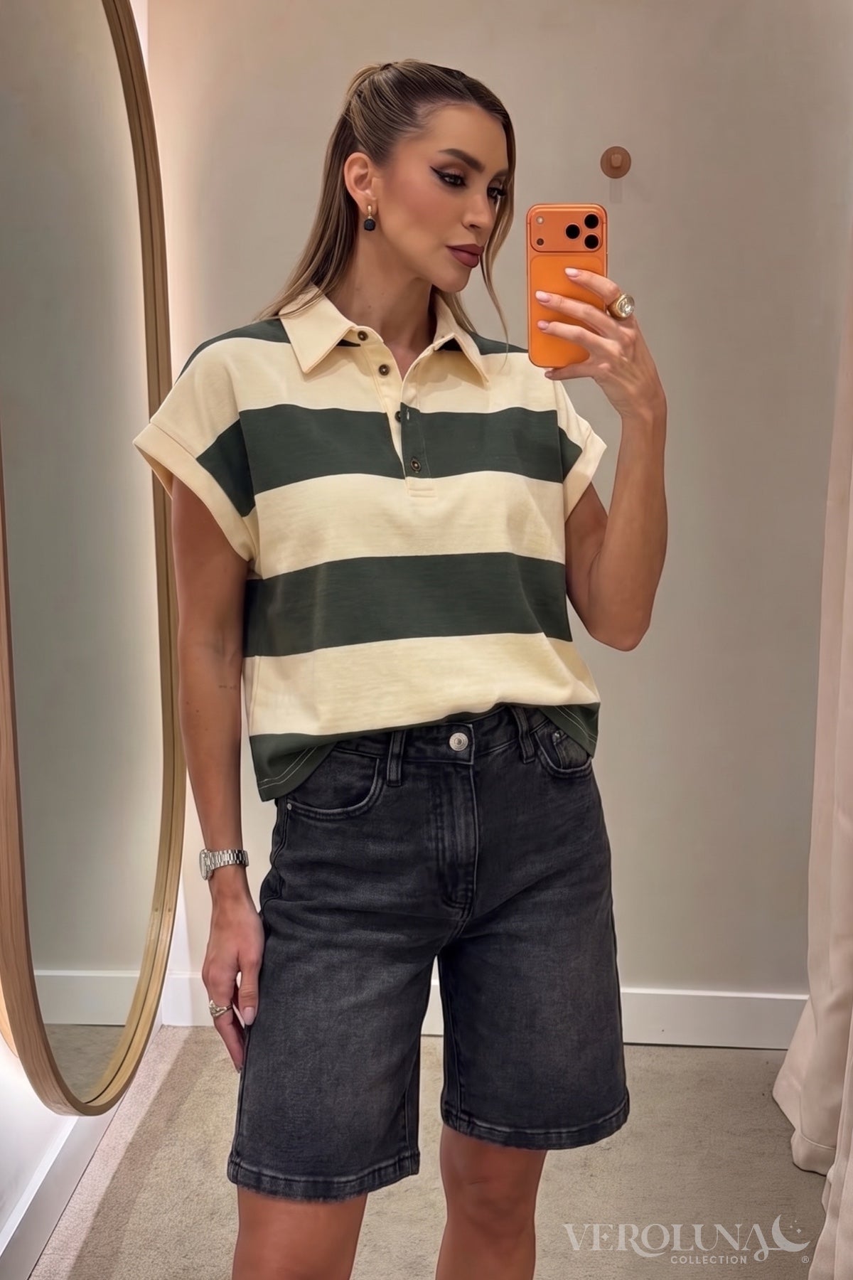 STRIPES GREEN TOP
