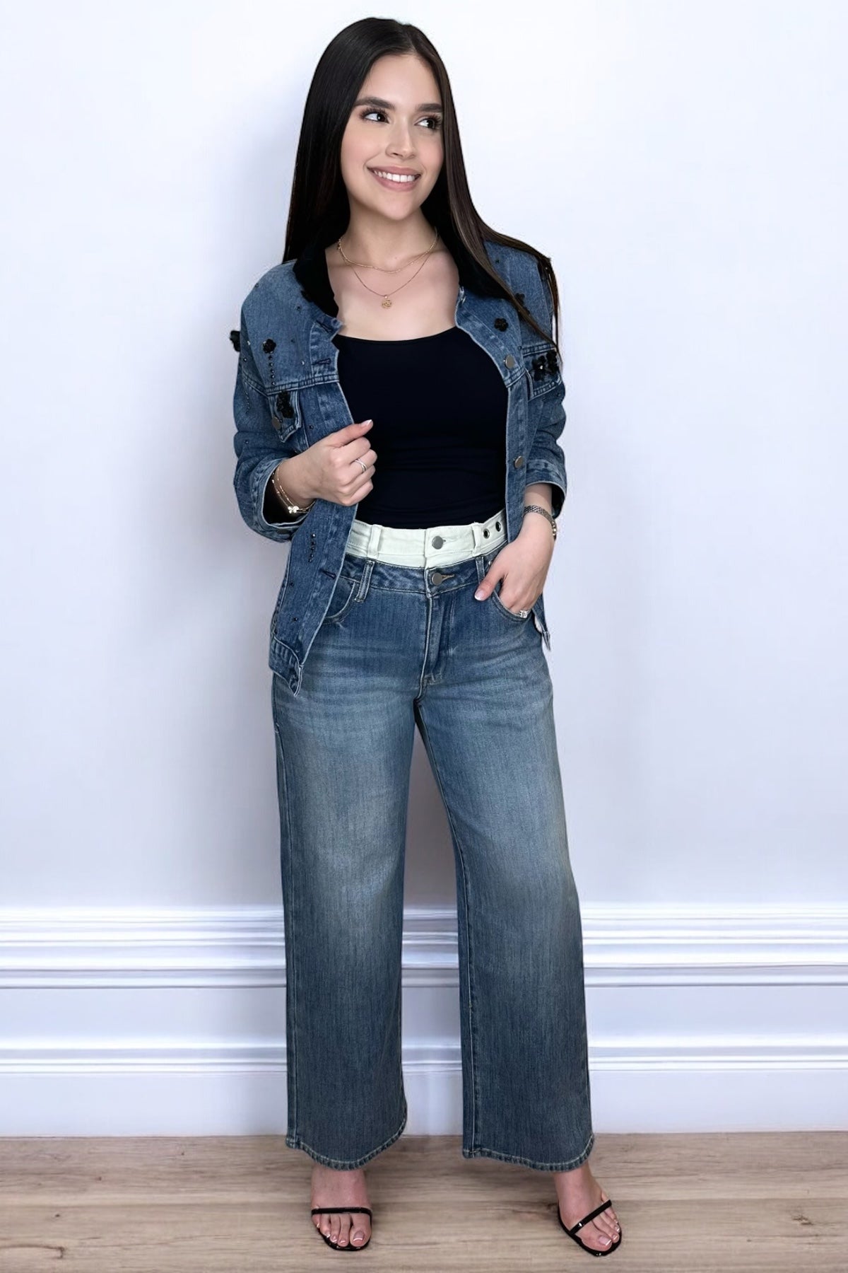 TRENDY DOUBLE WAIST JEANS