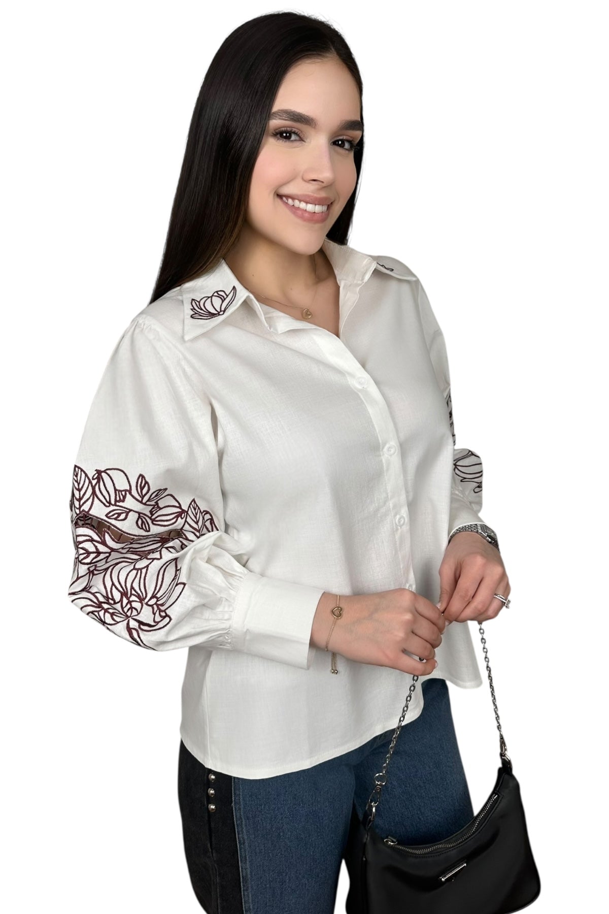 LINEN BLOUSE - BURGUNDY