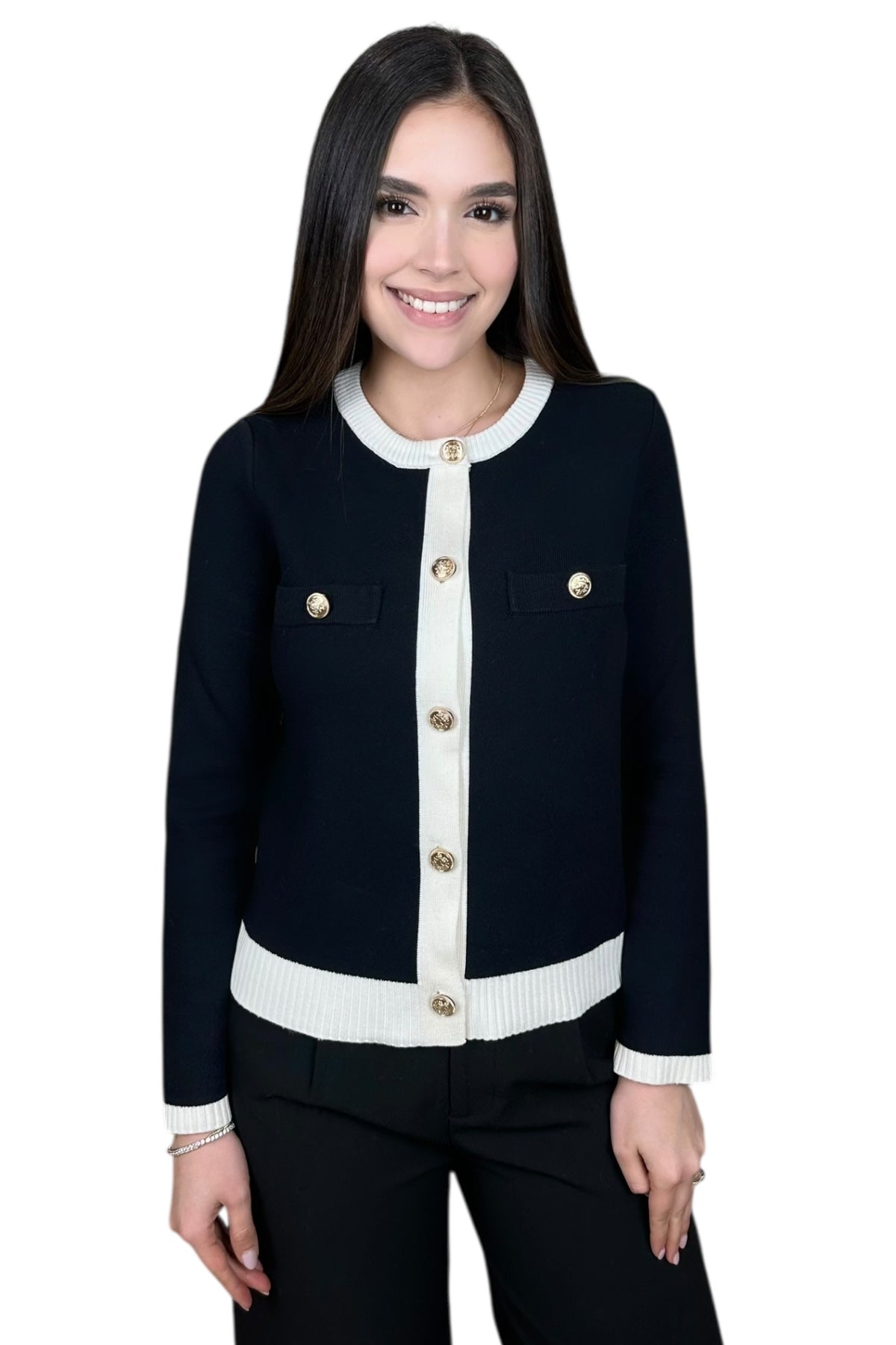 GOLD BLACK/WHITE CARDIGAN