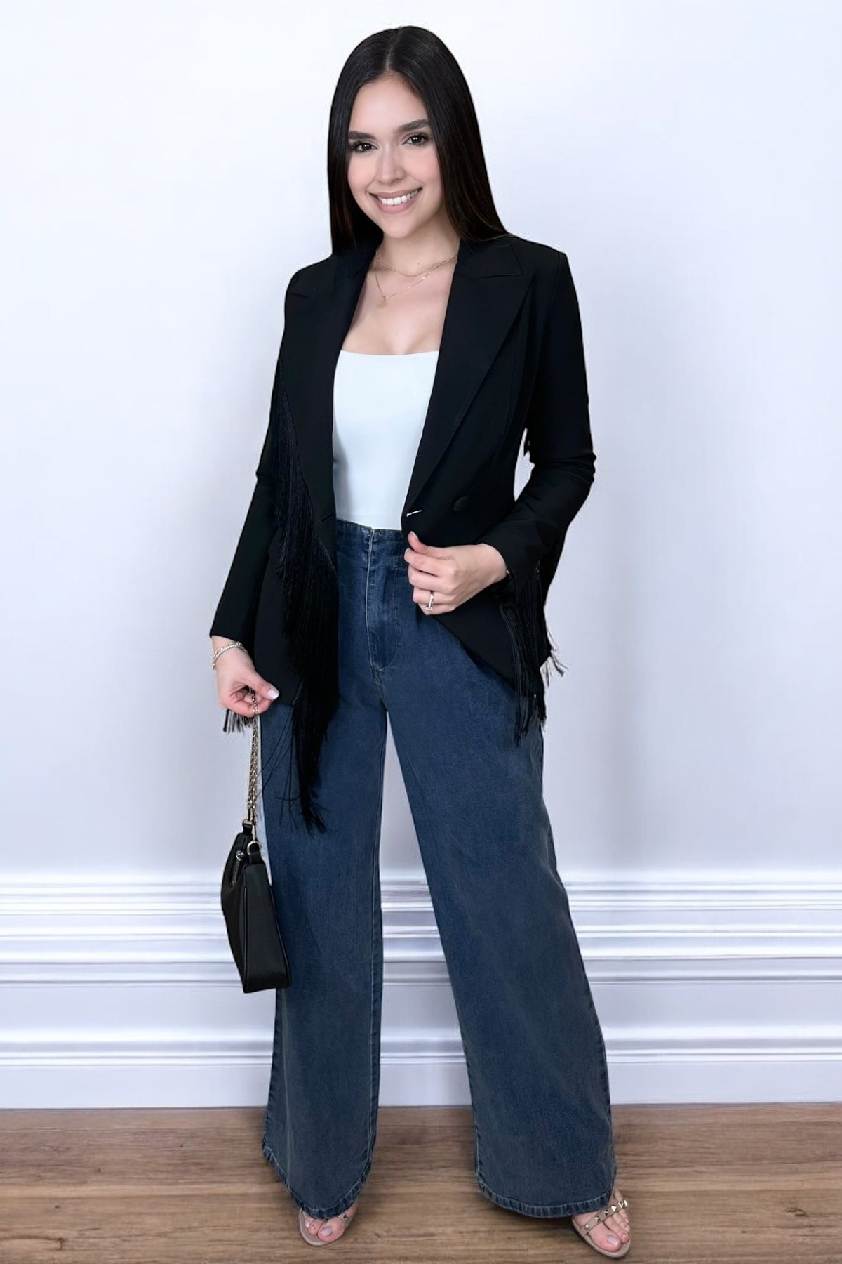 THE FRINGE BLAZER - BLACK