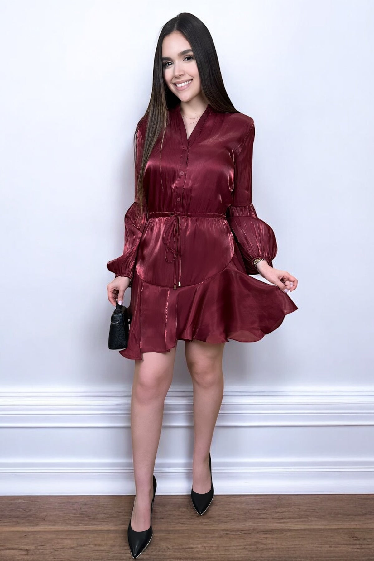 BURGUNDY LUXE DRESS