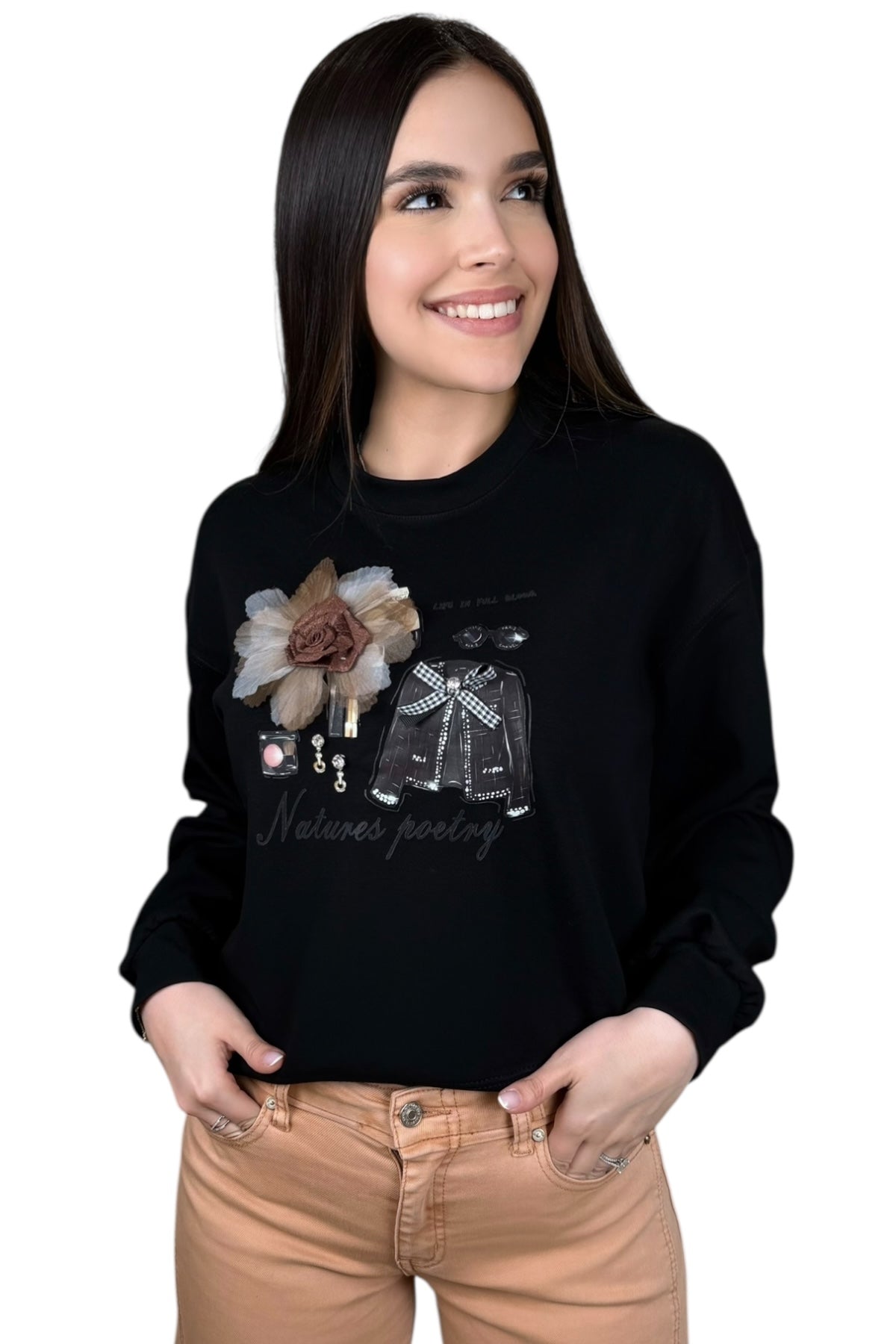 MILANO 3D VINTAGE SWEATER - BLACK