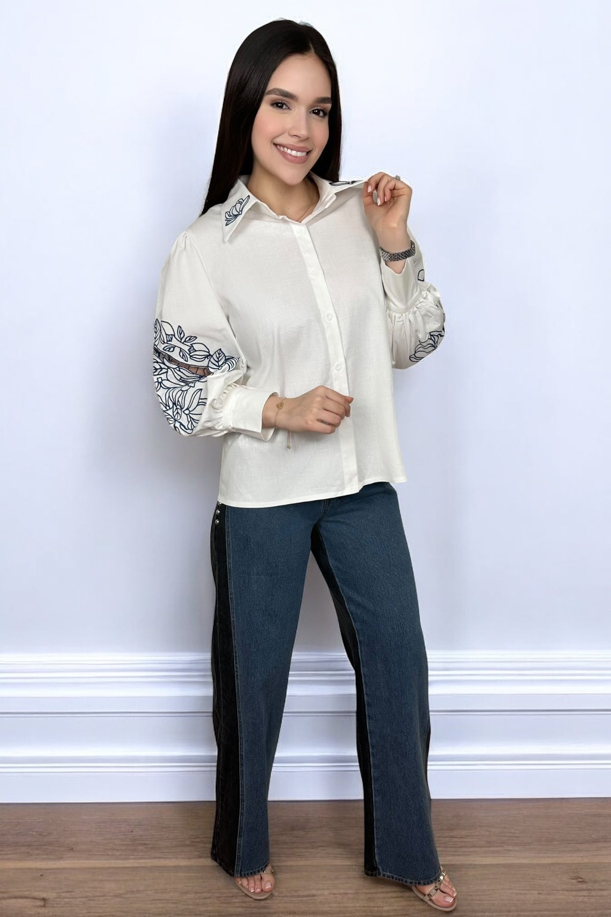 LINEN BLOUSE - BLUE