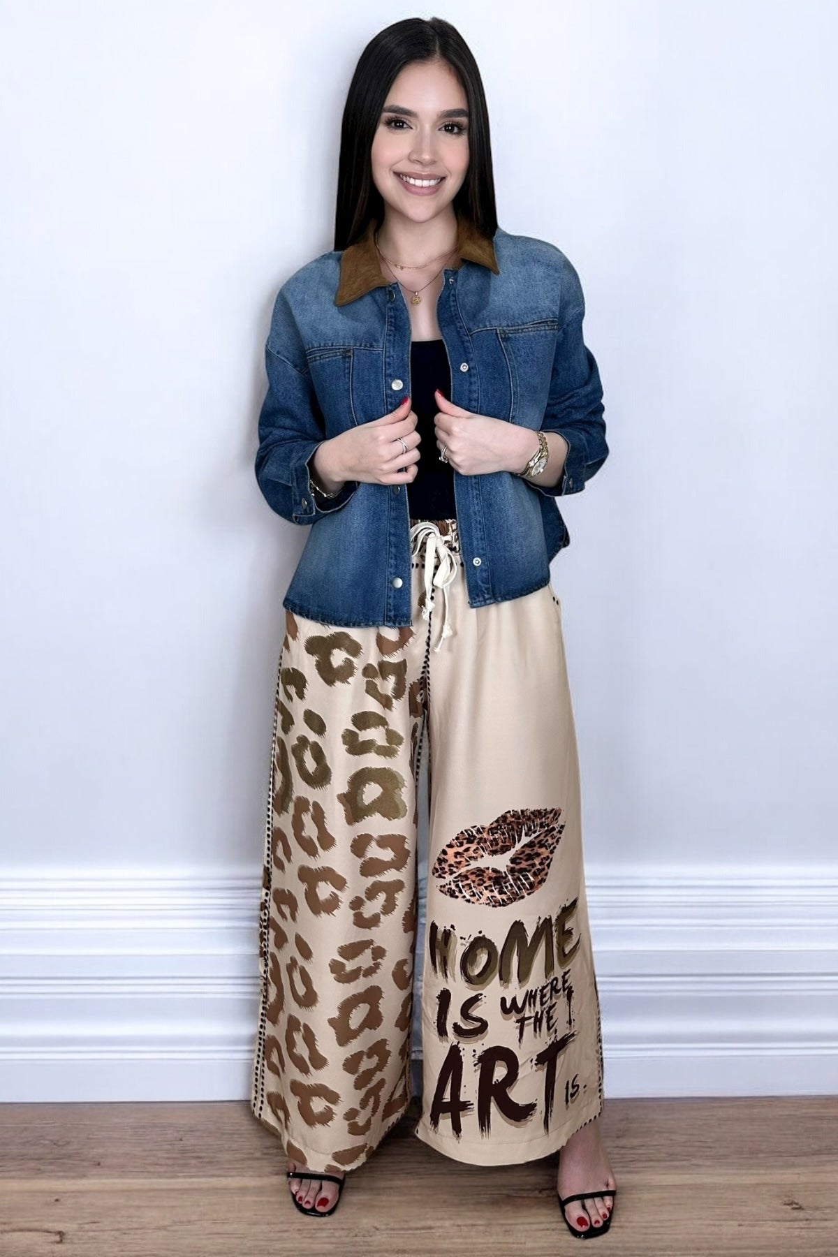 DENIM COLLARED SUEDE JACKET