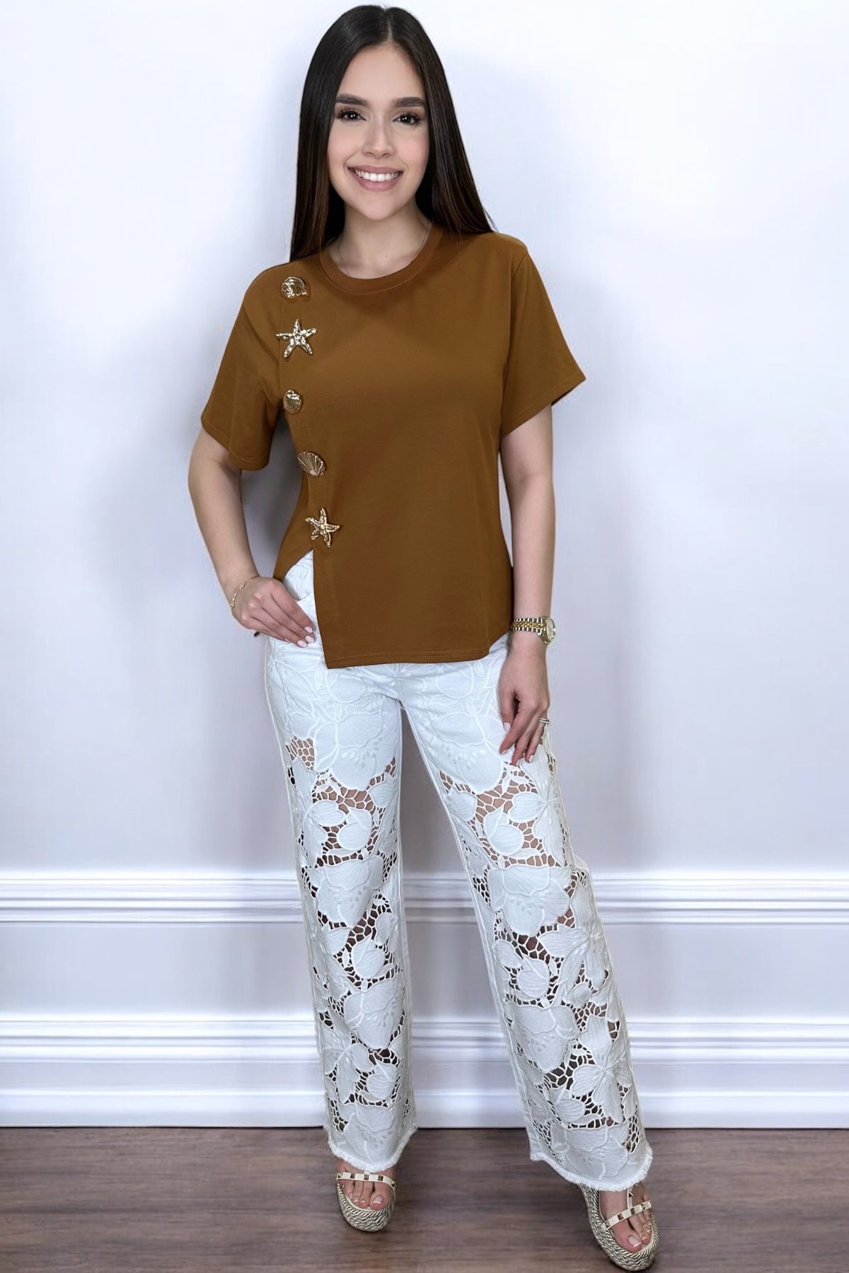 GOLDEN STAR TOP - BROWN