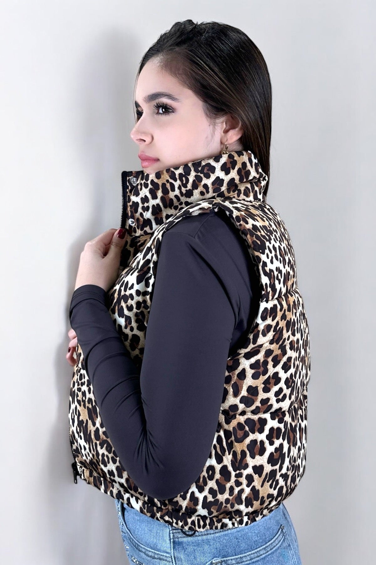 LEOPARD PUFFER VEST