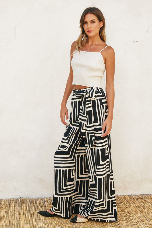 LAUREN PANTS - BLACK & CREAM