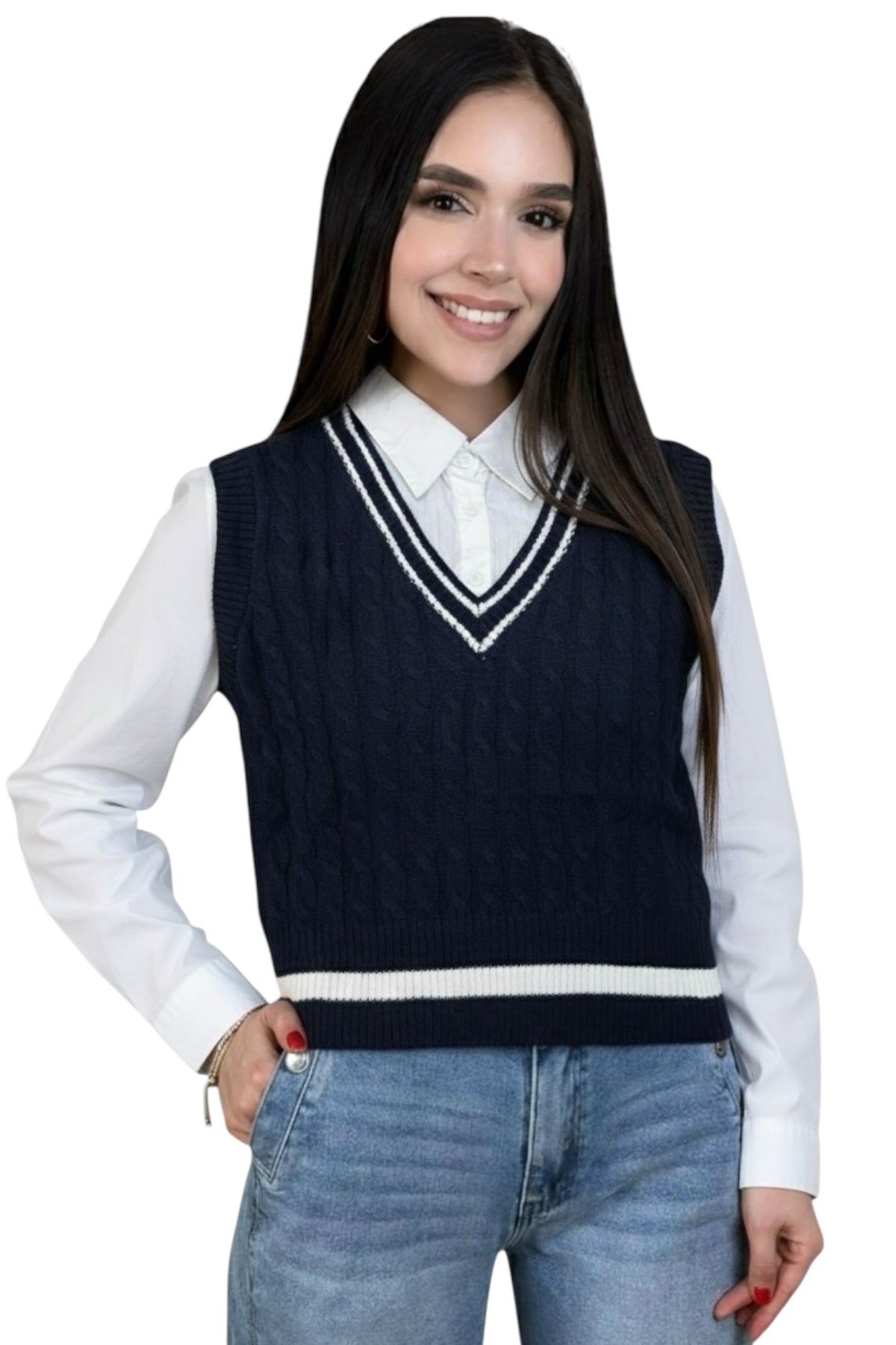NAVY SWEATER TOP