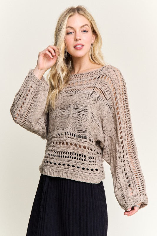CROCHET SWEATER - KHAKI