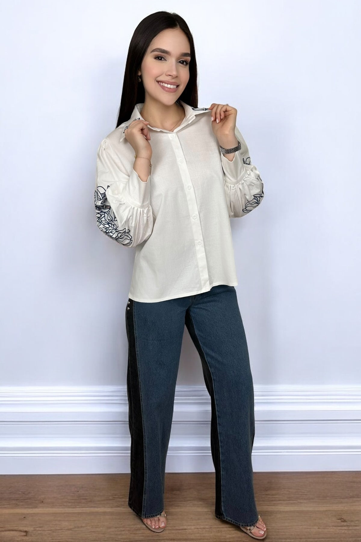 LINEN BLOUSE - BLUE